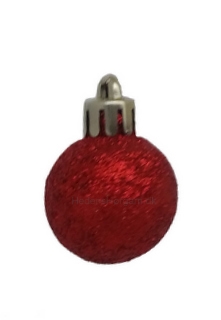 Mini julekugle 3 cm farve rød glimmer